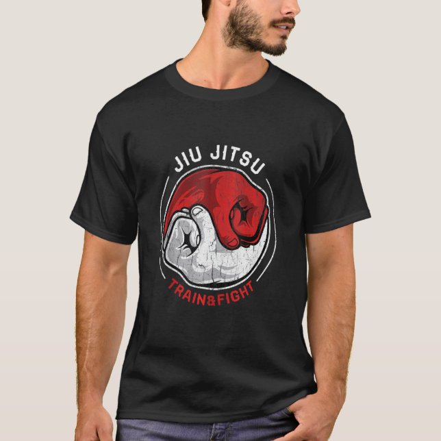 Camiseta M Ial Jiu Jitsu - Trens De Combate Yin Yang Fist (Frente)
