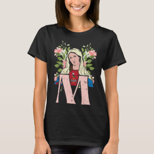 Camiseta M Mary Virgin Sagrado Coração Jesus Católico Relig