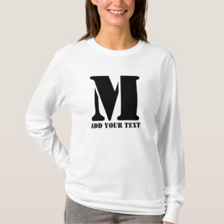 Camiseta M Monograma Simples Moderno Minimalista Personaliz
