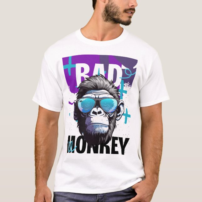 Camiseta Má Atitude de Macaco - Legal Teto Gráfico de Goril (Frente)