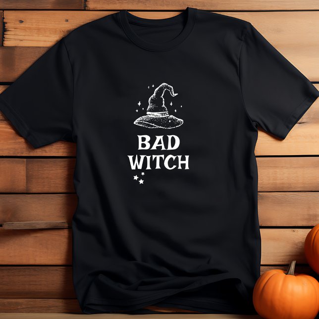 Camiseta Má Bruxa Negra Hat Halloween Mulheres (Black Witch Hat Bad Witch Halloween Women's T-Shirt )
