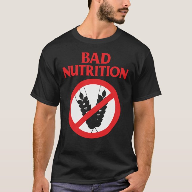 Camiseta Má Nutrição Trigo Engraçado Sem Glúten (Frente)