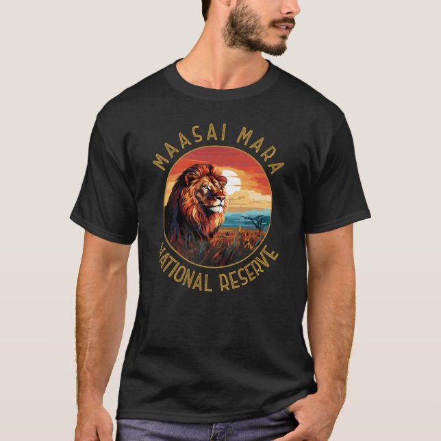 Camiseta Maasai Mara National Reserve Lion Retro Distúrbio (Frente)