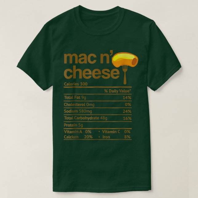 Camiseta 'Mac and Cheese Nutrition Funny Thanksgiving 'Mac  (Frente do Design)