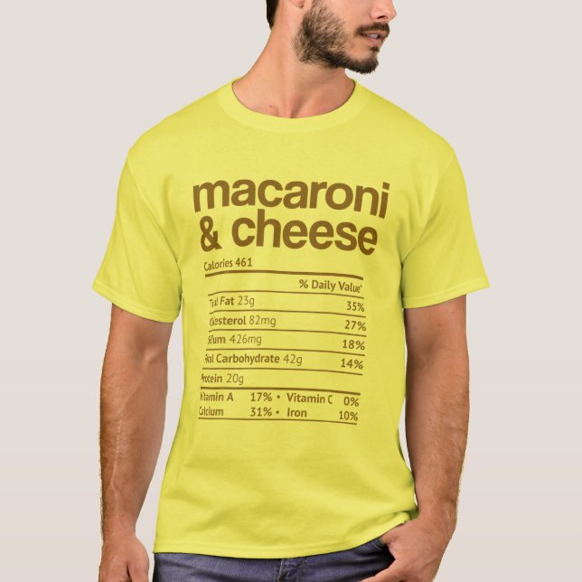 Camiseta Mac e Queijo Nutrição Engraçado Ação de Graças Mac (Frente)