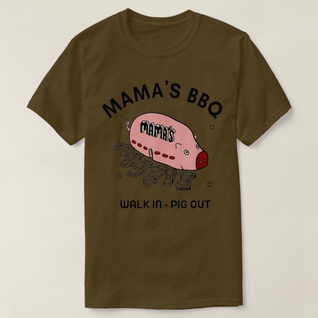 Camiseta Mac Mamas CHURRASCO Caminha No Porco Saindo Dom De (Frente do Design)