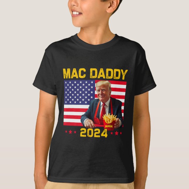 Camiseta Mac Pai Engraçado Fazer Trump Fries Mega Donald Tr (Frente)
