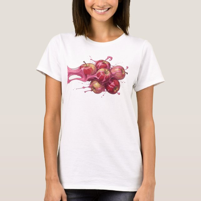 Camiseta Maçã Abstrata Vermelha Resfriada Design Original (Frente)
