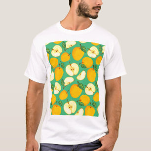 Camiseta Maçã Amarela: Padrão De Aquarela Suculenta.