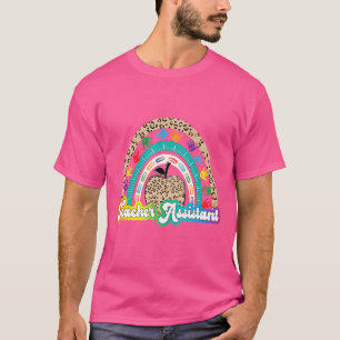 Camiseta Maçã Arco-íris Leopardo Assistente de Professor Vi