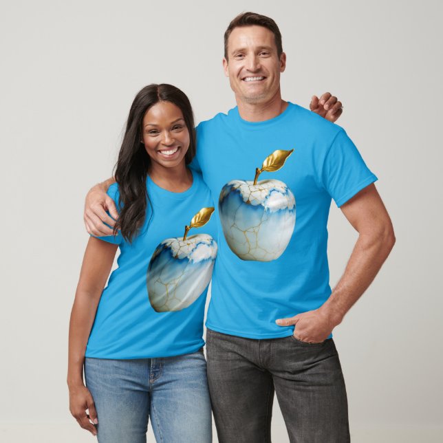 Camiseta Maçã de Tons Azuis Fantasy (Unissex)