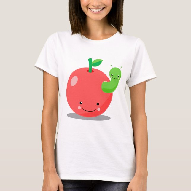 Camiseta maçã do kawaii (Frente)