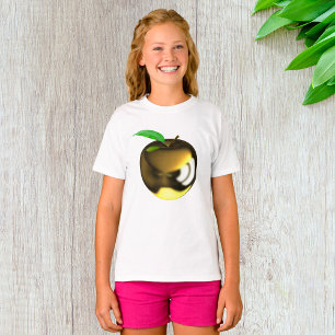Camiseta Maçã Dourada com Folha Metálica Brilhante