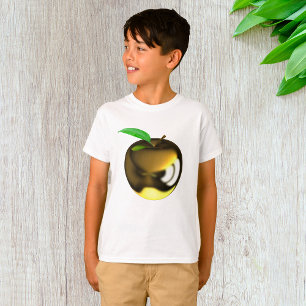 Camiseta Maçã Dourada com Folha Metálica Brilhante