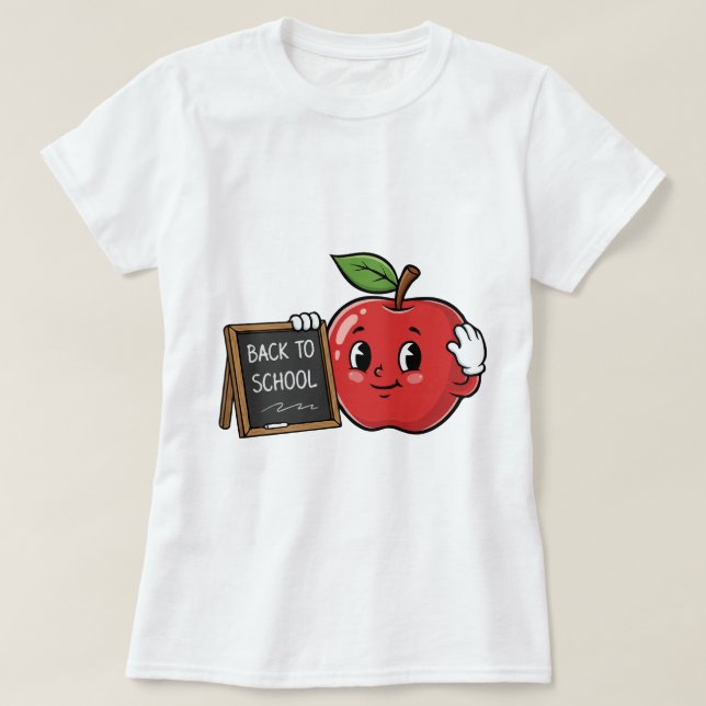 Camiseta Maçã Fofa de Volta às Aulas (Frente do Design)