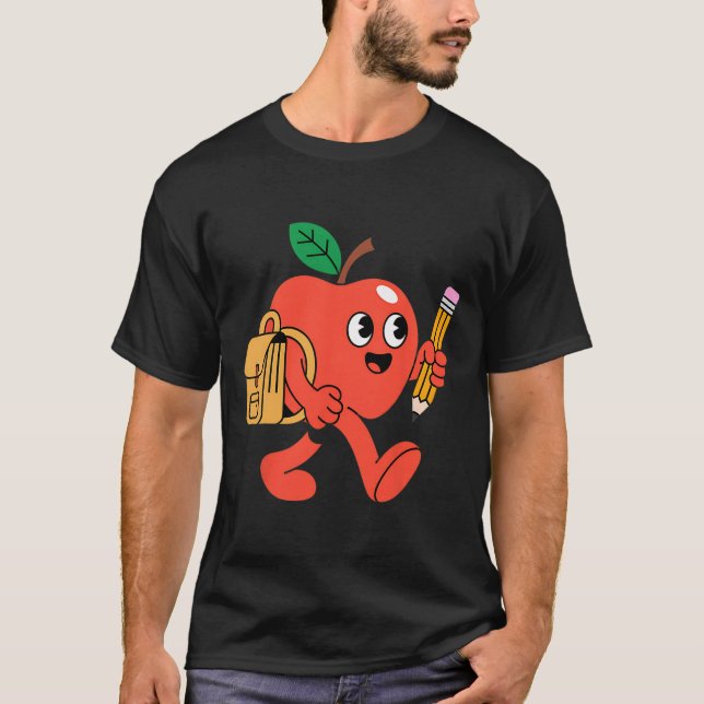 Camiseta Maçã Fofa Voltando à Escola  (Frente)