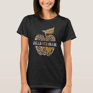 Camiseta Maçã Leopardo Olá Professor da 4ª Série De Volta à