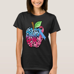 Camiseta Maçã-Leopardo Sente-se Rosa De Consciência E Fita