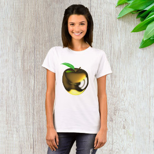 Camiseta Maçã ouro com Folha brilhante Metálica