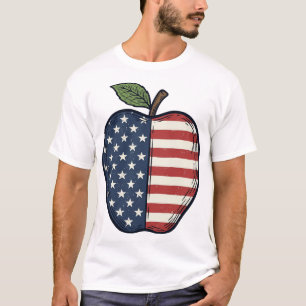 Camiseta Maca Patriótica Vintage Desenho Vetorial de Gravur