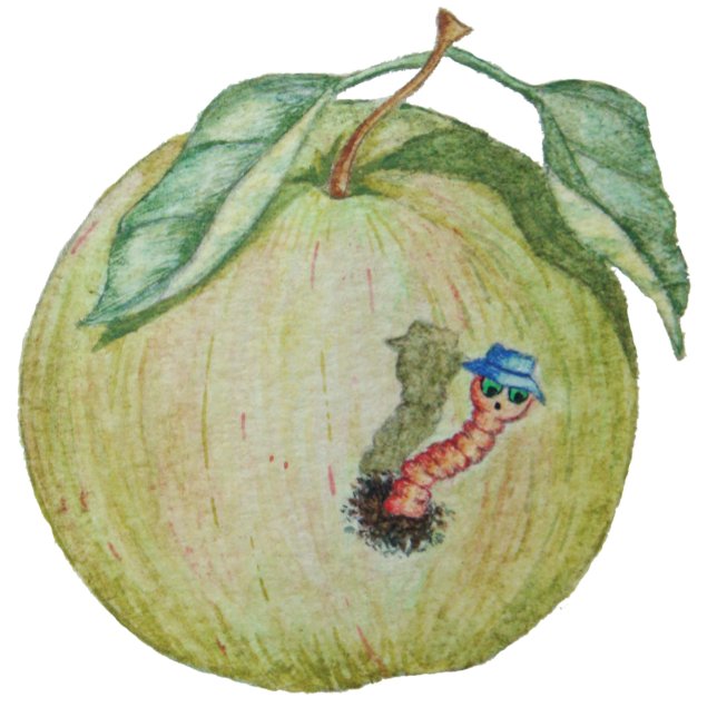 Camiseta Maçã verde com maggot engraçado na ilustração (Criador carregado)