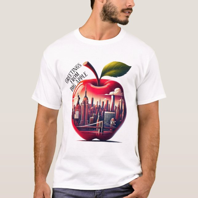 Camiseta Maçã Vermelha com linha Nova Iorque (Frente)