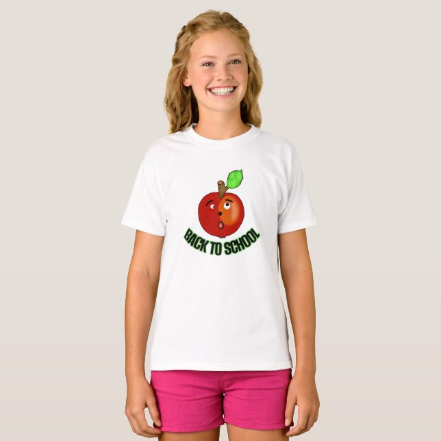 Camiseta Maçã vermelha de volta à escola (Frente Completa)