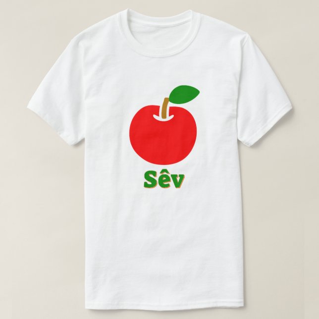 Camiseta Maçã vermelha e o texto sêv (Frente do Design)