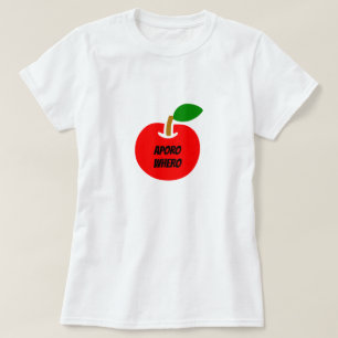 Camiseta maçã vermelha em Maori - aporo whero
