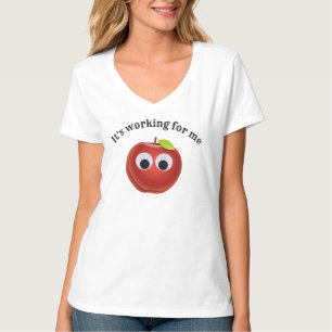Camiseta Maçã Vermelha Engraçada com Olhos Googados