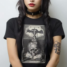 Camiseta Macabre Skull Medieval Tarot Victorian Gothic