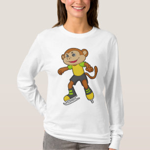 Camiseta Macaco a patinar gelo com skates de gelo