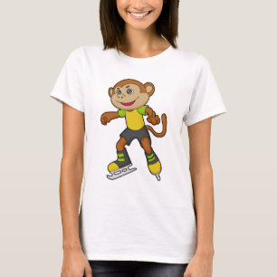 Camiseta Macaco a patinar gelo com skates de gelo