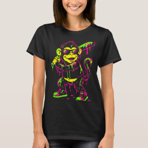 Camiseta Macaco Animais Engraçados Beisebol Gotejamento Cri