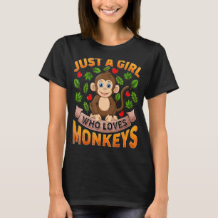 Camiseta Macaco Animal Só Uma Menina Que Ama Macacos