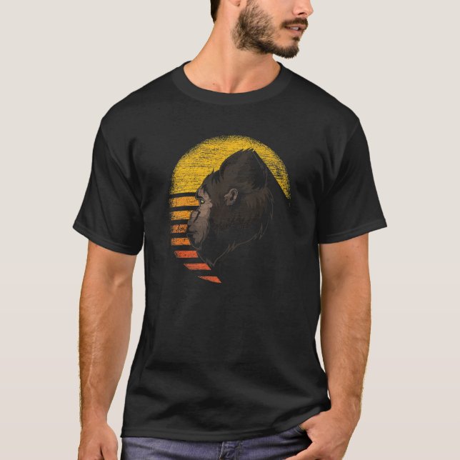 Camiseta Macaco Ape Animal Retro Sunset Gorilla (Frente)