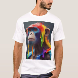 Camiseta "Macaco Arco-Íris a Derrubar: Design Negrito e Rep