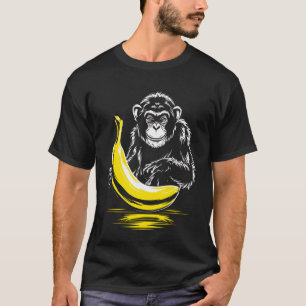Camiseta Macaco Banana Arte Amante de Animais Motivo Homens