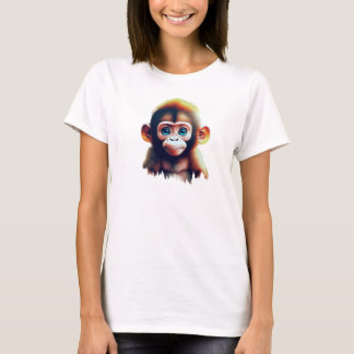 Camiseta Macaco Bebê Adorável em Definição de Floresta