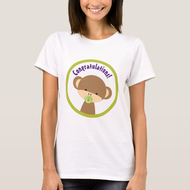 Camiseta Macaco-Bebê-Castanho com Parabéns Pacificadores (Frente)