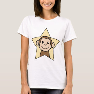 Camiseta Macaco bonito do clipart dos desenhos animados com