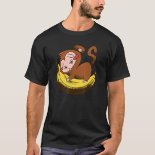 Camiseta Macaco Bonito Dorme Em Bana Amarelo Engraçado