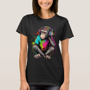 Camiseta Macaco Bonito Ouvindo Música, Macaco Com Música Ob