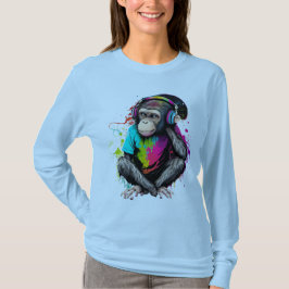 Camiseta Macaco Bonito Ouvindo Música, Macaco Com Música Ob