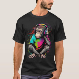 Camiseta Macaco Bonito Ouvindo Música, Macaco Com Música Ob