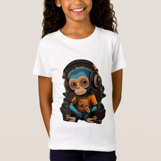 Camiseta Macaco Bonito Ouvindo Música, Música Macaco Imerso (Frente)
