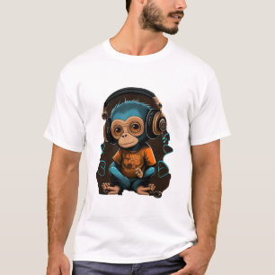 Camiseta Macaco Bonito Ouvindo Música, Música Macaco Imerso
