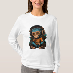 Camiseta Macaco Bonito Ouvindo Música, Música Macaco Imerso