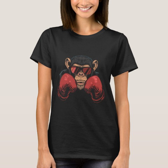 Camiseta Macaco Boxeador Com Luvas de Boxe Kickboxing Engra (Frente)