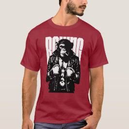 Camiseta Macaco Boxeador Macaco Rebelde em Jaqueta de Couro